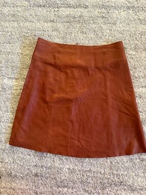 Zara real Leather A-Line Skirt - Rust Brown skirt